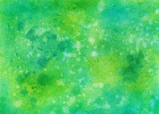 istock Shades of green hand painted textured background 647195778