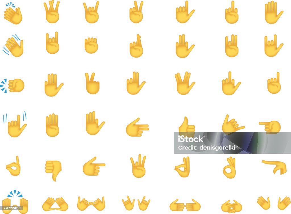 Conjunto de emoticones de mano - arte vectorial de Emoticono libre de derechos