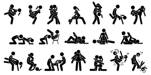 ekstremalne pozycje seksualne, niebezpieczny seks, kama sutra lub kamasutra. - sexual activity illustrations stock illustrations