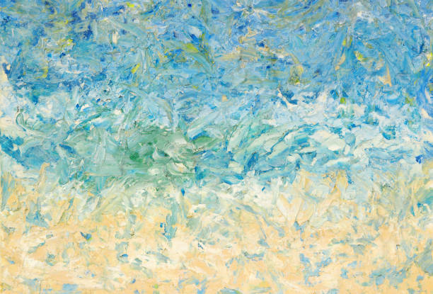 Summer abstract oil paint background. Summer abstract oil paint background. Sky, clouds,sea,beach. Palette knife paint texture.Soft lens effect. impressionism photos stock pictures, royalty-free photos & images