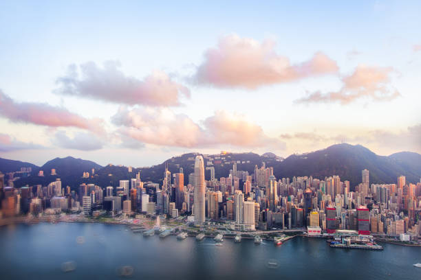 istock Hong Kong Victoria Harbor from Air 647210666