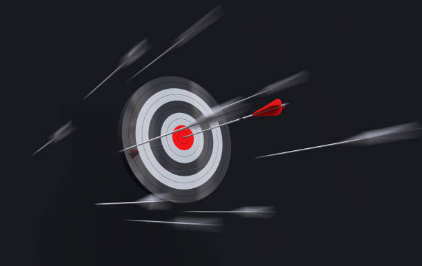 istock Target the bow and arrow, hit the target, get success 647218600