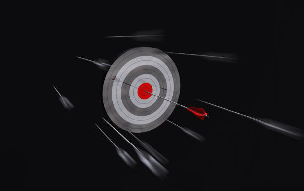 istock Target the bow and arrow, hit the target, get success 647218604