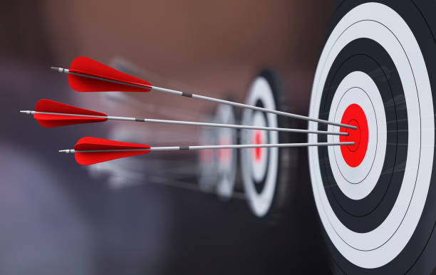 istock Target the bow and arrow, hit the target, get success 647218610