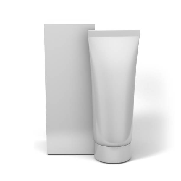 istock Realistic rendering of blank white cosmetics tubes and box packaging isolated on white background. 3D Illustration. 647221974