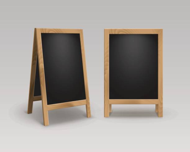 istock Set of Wooden Advertising Stands Sidewalk Signs 647222394