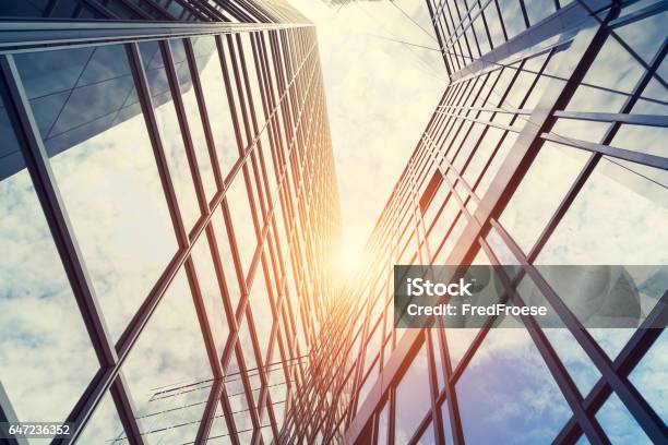 Modern Architecture Double Exposure Stock Photo - Download Image Now - Building Exterior, Generic Location, Business