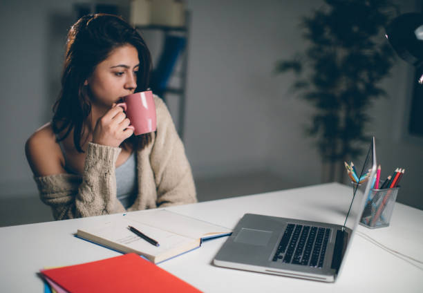 istock Busy woman working late 647238922