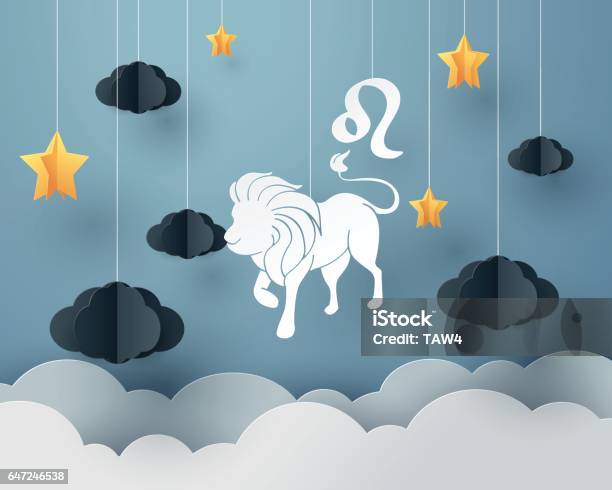 Paper Art Of Lion To Leo Of Zodiac And Horoscope Concept Stock Illustration  - Download Image Now - iStock