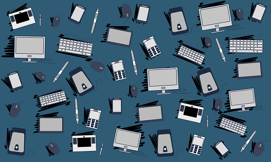 Computer Material Picter Backgrounds Consisting Of Computer Equipmentvector Stock Illustration ...