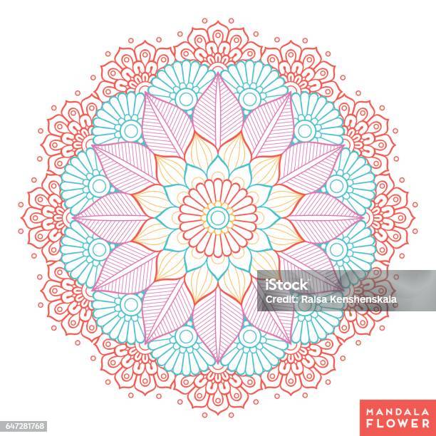 Flower Mandala Vintage Decorative Elements Oriental Pattern Vector Illustration Islam Arabic Indian Moroccan Spain Turkish Pakistan Chinese Mystic Ottoman Motifs Coloring Book Page Stock Illustration - Download Image Now