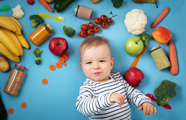 istock Baby surrounded with fruits and vegetables 647284018