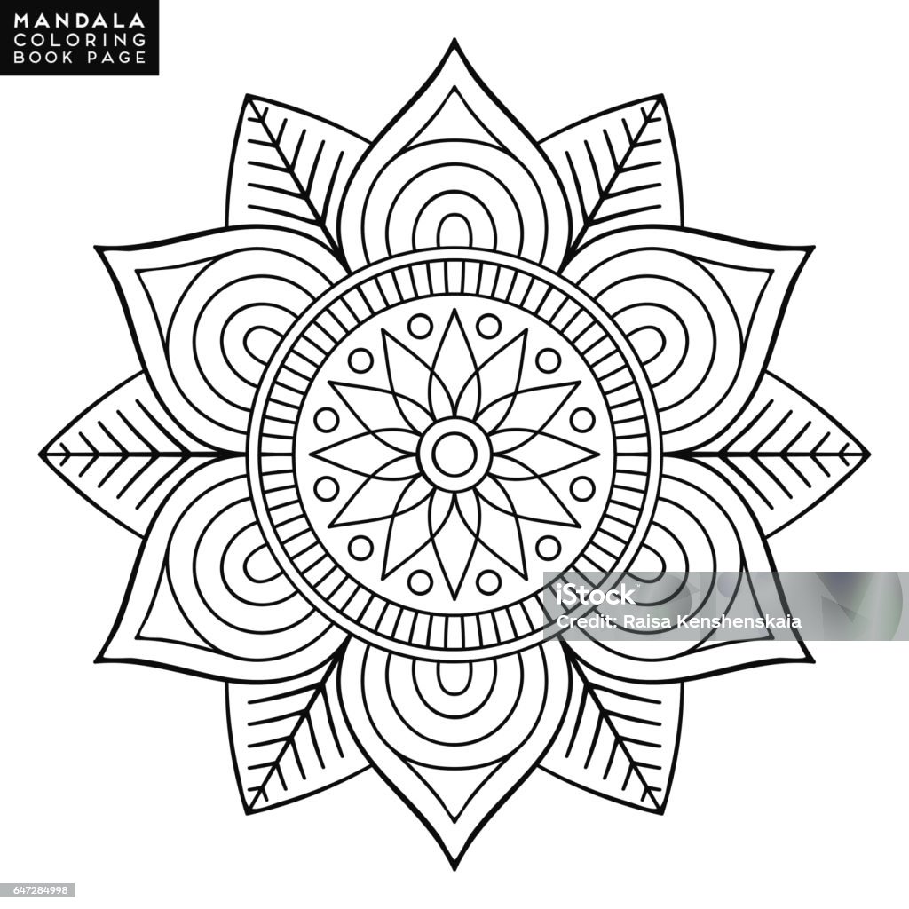 NEW_PAGE_5 Flower Mandala. Vintage decorative elements. Oriental pattern, vector illustration. Islam, Arabic, Indian, moroccan,spain, turkish, pakistan, chinese, mystic, ottoman motifs. Coloring book page Abstract stock vector