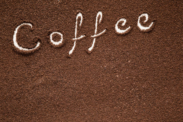 istock Word coffee created from ground coffee. Enjoying a coffee break. 647287548