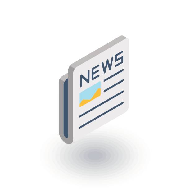 Newspaper, daily press, news content, article isometric flat icon. 3d vector Newspaper, daily press, news content, article isometric flat icon. 3d vector colorful illustration. Pictogram isolated on white background computer icon articles newspaper the media stock illustrations