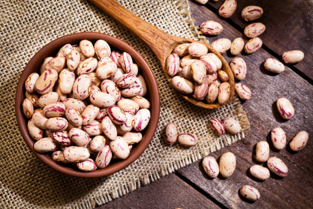 pinto haricots dans un bol - dried beans photos et images de collection