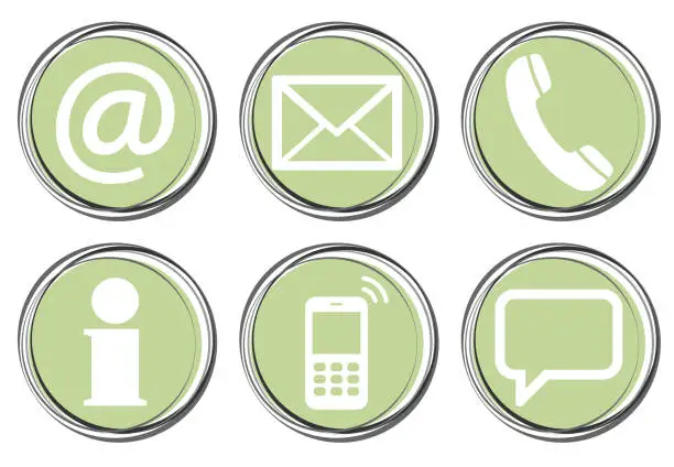 Vector illustration of six contact us icons button set