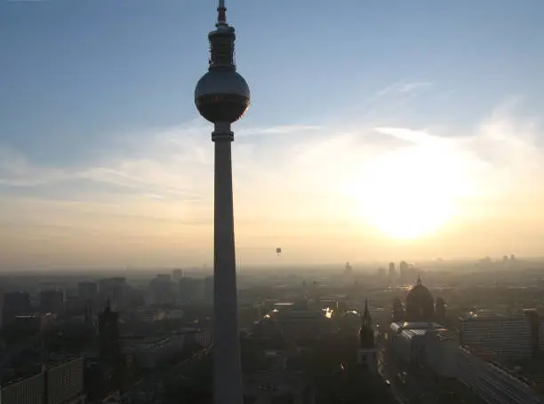 The skyline of Berlin at sunset