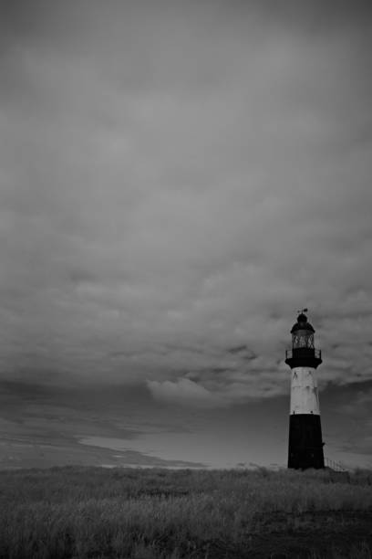 istock Cape Pembroke Lighthouse B&W - Falkland Islands 647293580
