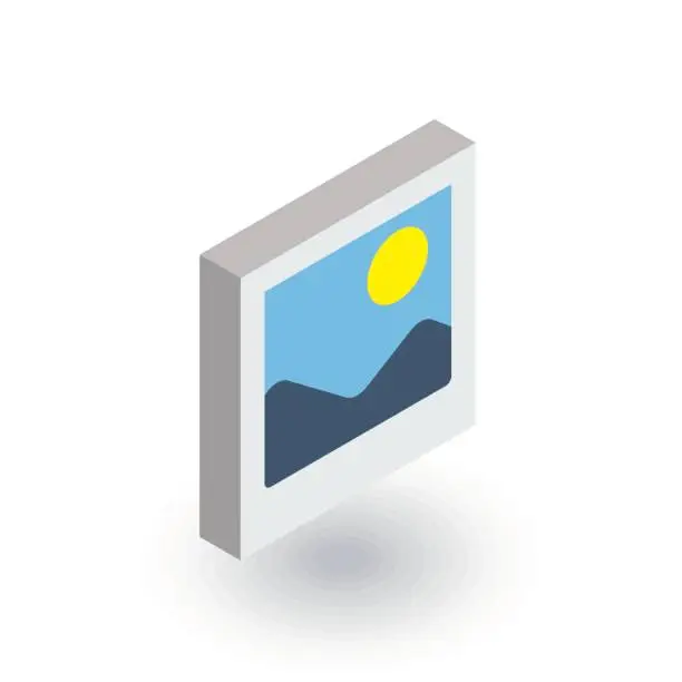Vector illustration of photo image, photography file, picture gallery isometric flat icon. 3d vector