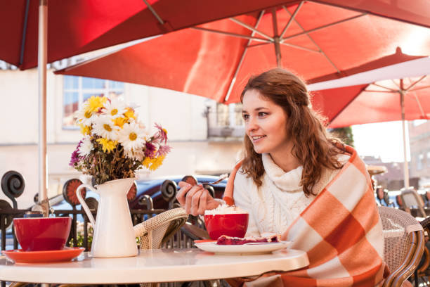 Woman in cafe outdoor
