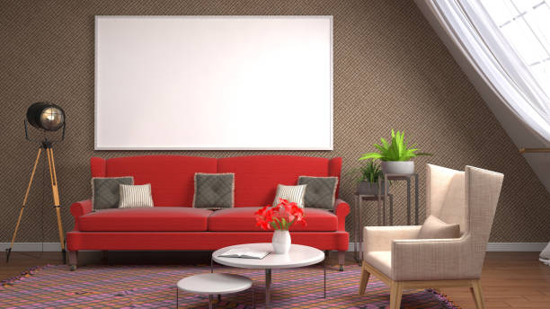 istock mock up poster frame in interior background. 3D Illustration 647321000