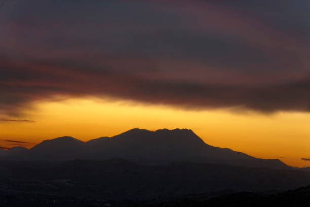 Sunset in the mountains of Elche province of Alicante in Spain. horizontal shot