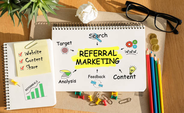 istock Notebook with Toolls and Notes about Referral Marketing 647336516