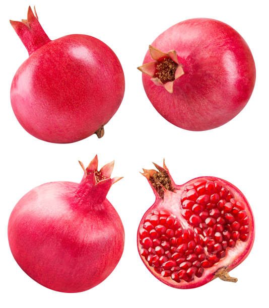 istock Set of pomegranetes isolated on white bsckground 647337092