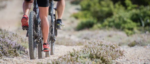 istock Couple cycling on bicycle trail 647345326