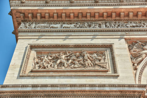istock Moldings and decorations on the Arc de Triomphe in  Paris. France. 647348392