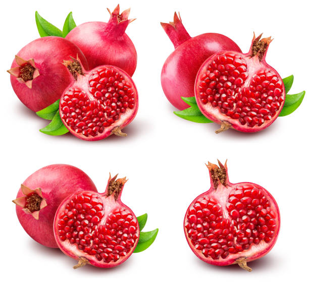 istock Set of pomegranates isolated on white background 647351314