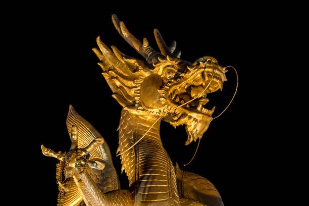 istock Gold Dragon Sculpture Figure Art China 647355498