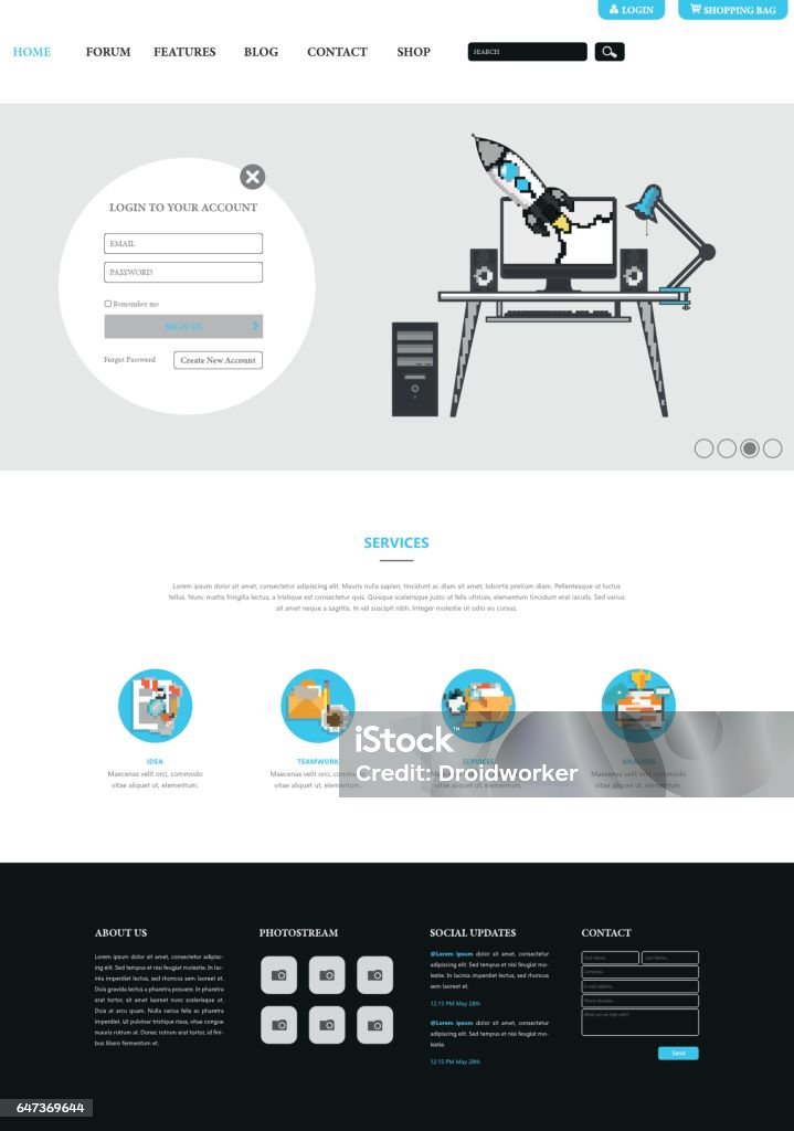 Clean Web Interface Clean Modern Website Interface Template Vector Illustration Stock ...