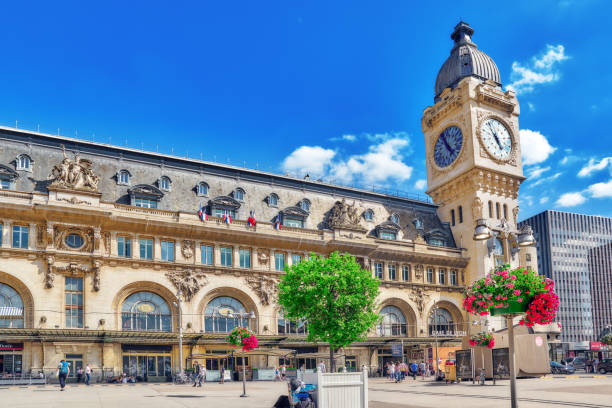 City views of one of the most beautiful cities in the world - Paris. Station Gare de Lyon is one of the oldest and most beautiful train stations in Paris. stock photo