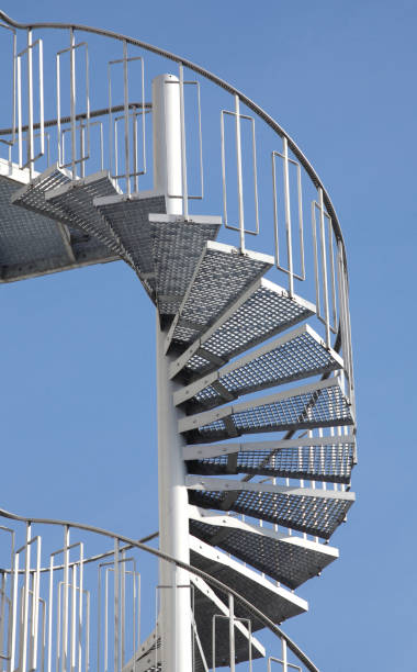 istock Spiral staircase made of steel 647373566