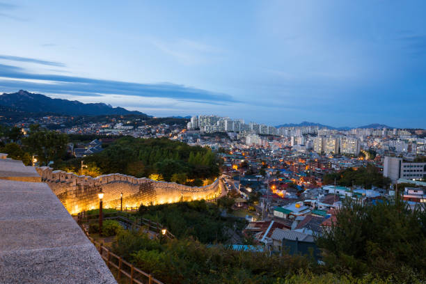 istock Seoul skyline and Naksan park at night 647387692