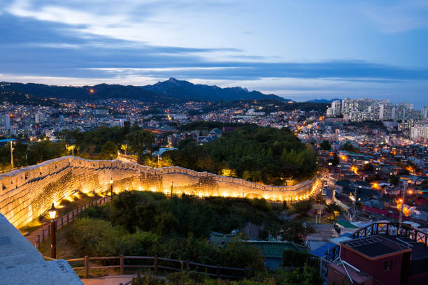 istock Seoul skyline and Naksan park at night 647387762