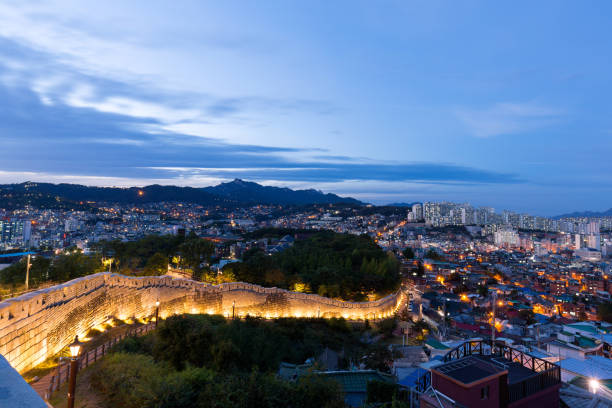 istock Seoul skyline and Naksan park at night 647387830