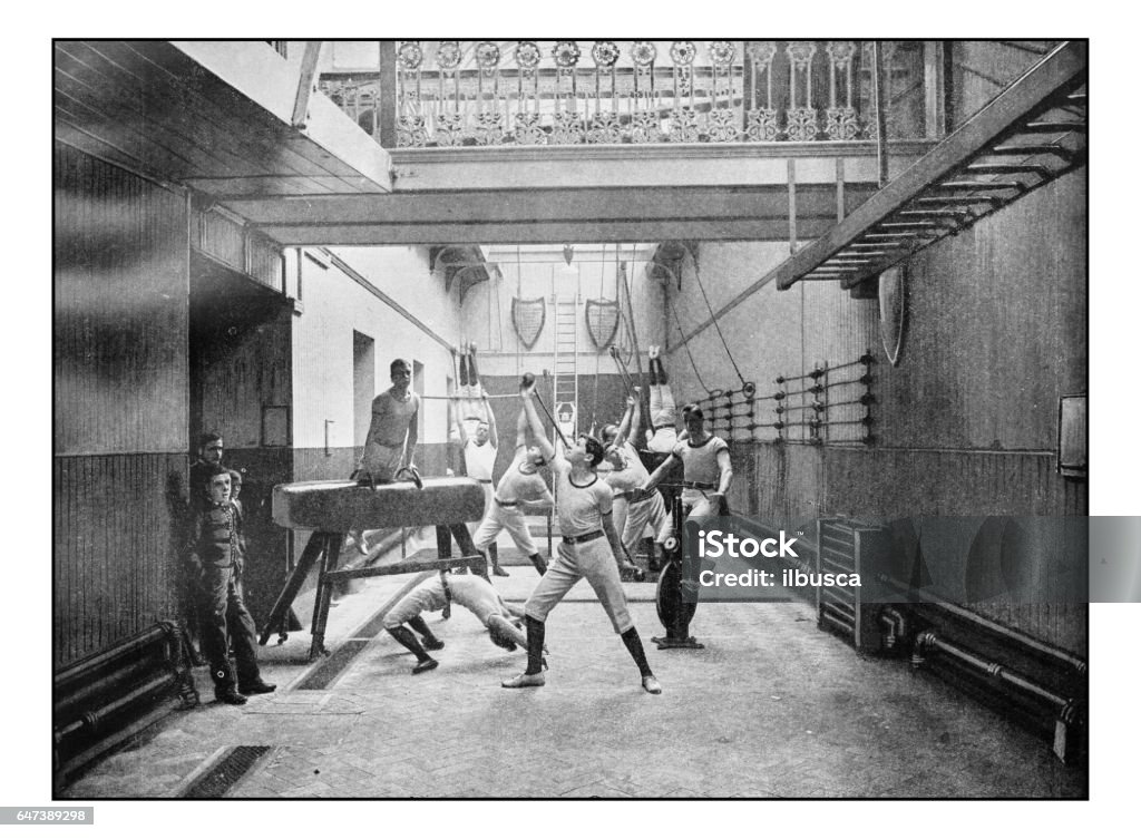 Antique London's photographs: Exeter Hall Gymnasium Retro Style stock illustration