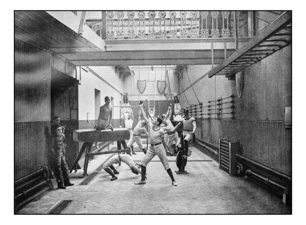 Antique London's photographs: Exeter Hall Gymnasium Antique London's photographs: Exeter Hall Gymnasium gym photos stock illustrations