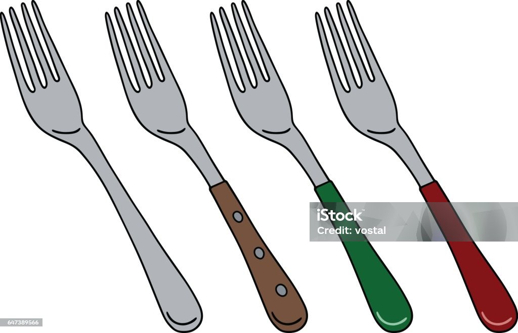 Four Forks Stock Illustration - Download Image Now - Cartoon, Fork, Colors  - iStock