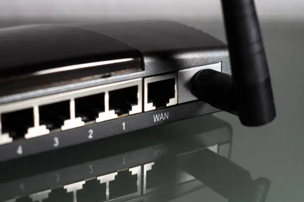 detail of the ports of a wlan internet router
