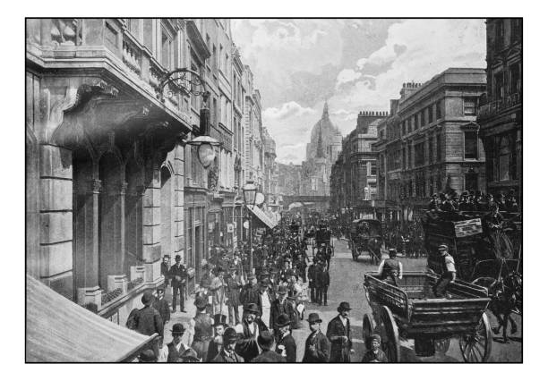 Antique London's photographs: Fleet Street Antique London's photographs: Fleet Street 1890 stock illustrations