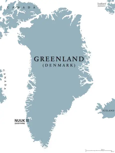 Vector illustration of Greenland political map