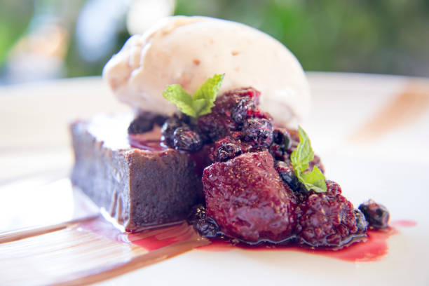 istock Brownies with Raspberries and Icecream 647412822