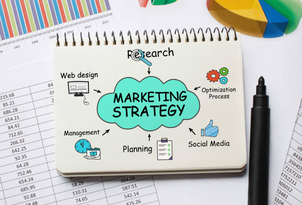 istock Notebook with Toolls and Notes about Marketing Strategy 647413024