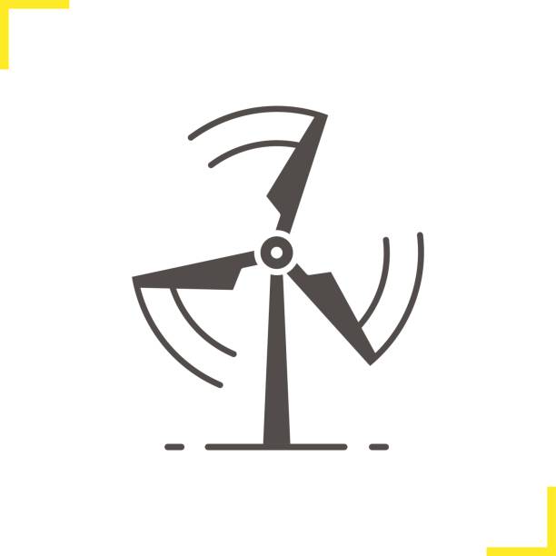 ilustrações, clipart, desenhos animados e ícones de ícone do moinho de vento de giro - wind turbine
