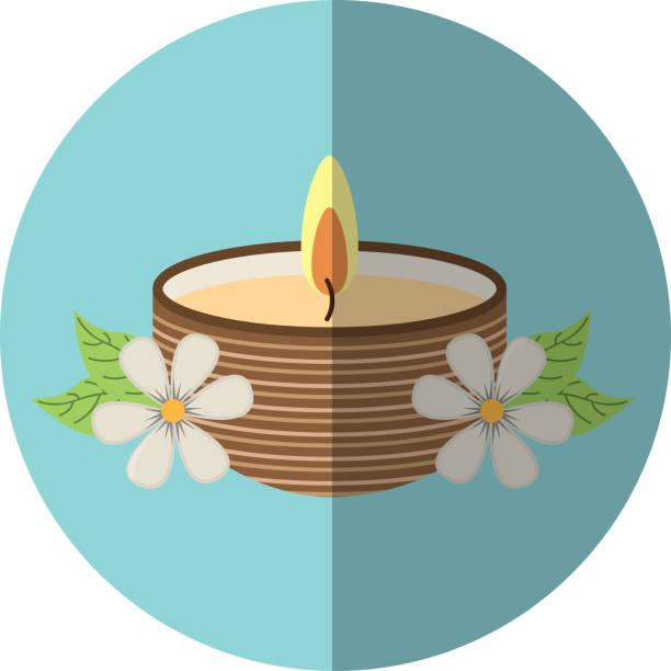 ろうそく温泉の香り療法 - alternative therapy aromatherapy spa treatment candle点のイラスト素材／クリップアート素材／マンガ素材／アイコン素材