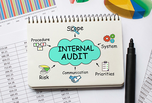 Notebook with Toolls and Notes about Internal Audit